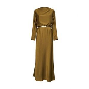 Max Mara Studio Women Green Lightweight Satin Msepentola Long Dress